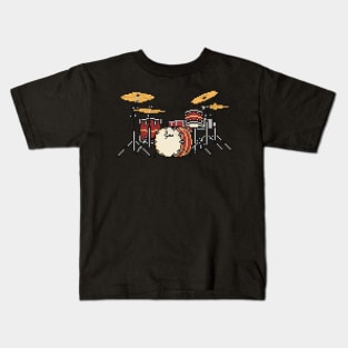 Pixel Royal Blood Red Drums Kids T-Shirt